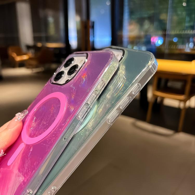 For iPhone 12 Pro Max Plating Gradient Glacier Texture MagSafe Phone Case