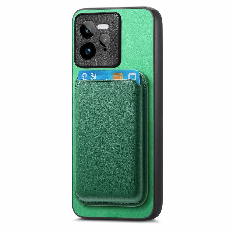 For Realme GT5 5G Retro Magsafe Card Bag PU Back Cover Phone Case
