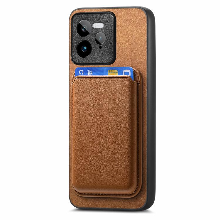 For Realme GT5 5G Retro Magsafe Card Bag PU Back Cover Phone Case