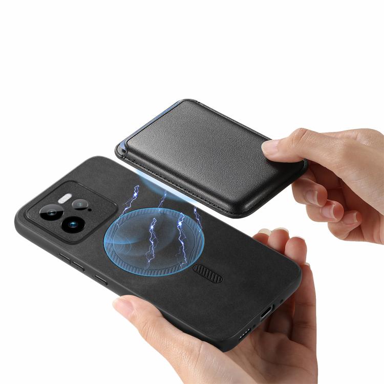 For Realme GT5 5G Retro Magsafe Card Bag PU Back Cover Phone Case