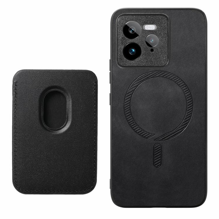 For Realme GT5 5G Retro Magsafe Card Bag PU Back Cover Phone Case