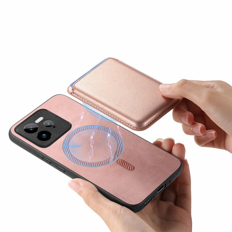 For Realme Neo 7 Retro Magsafe Card Bag PU Back Cover Phone Case