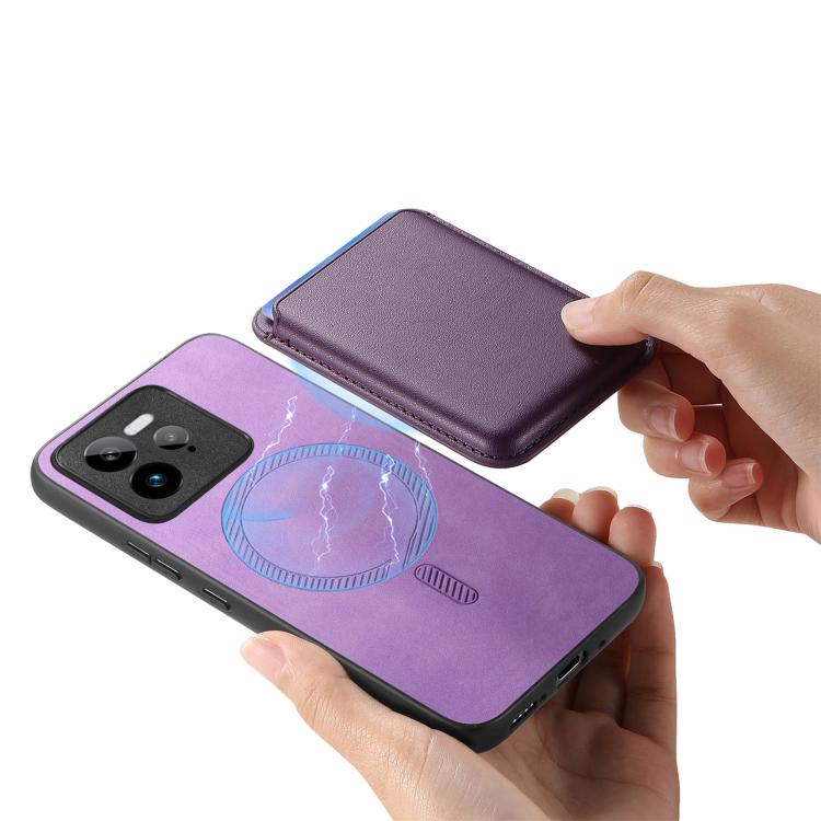 For Realme Neo 7 Retro Magsafe Card Bag PU Back Cover Phone Case