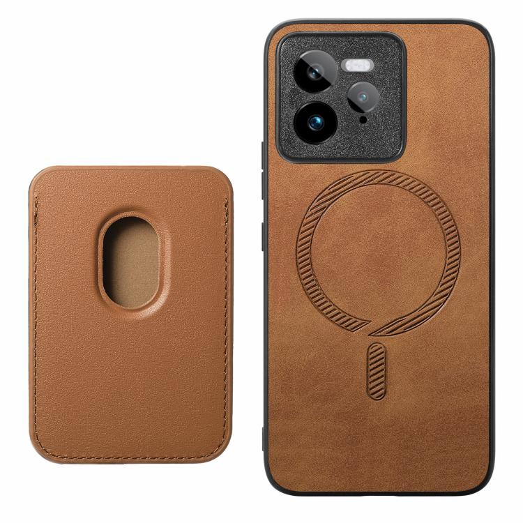 For Realme Neo 7 Retro Magsafe Card Bag PU Back Cover Phone Case