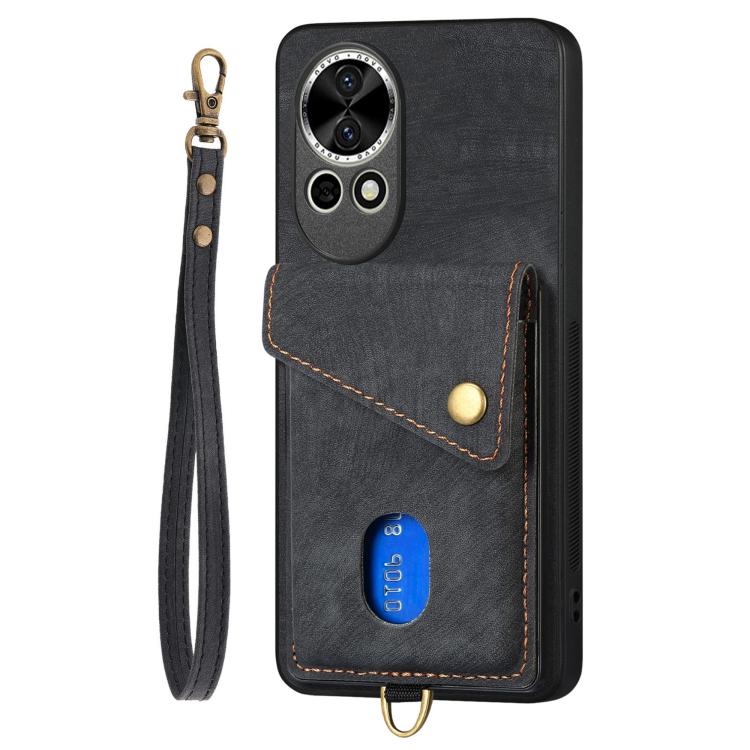 For Huawei nova 13 Retro Card Wallet Fold Leather Phone Case with Strap
