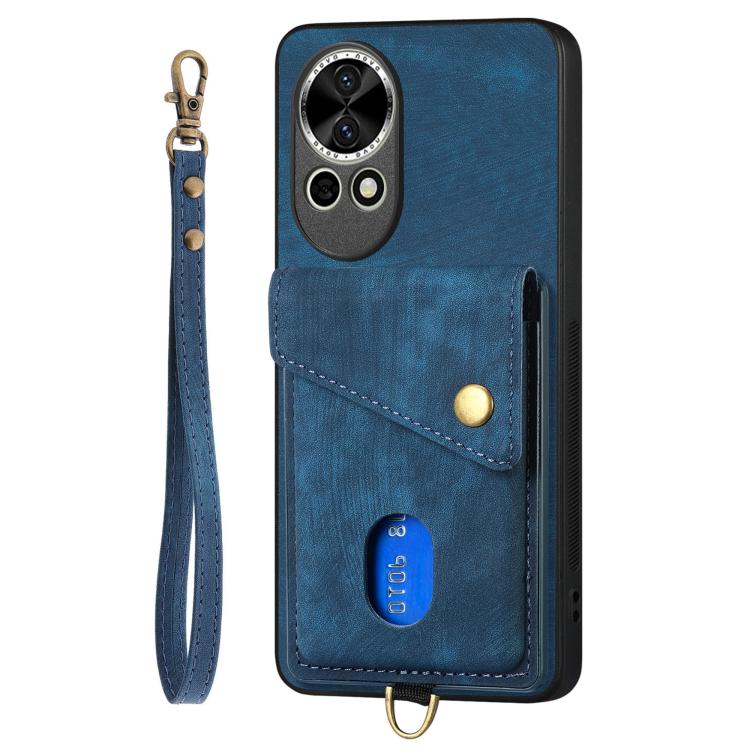 For Huawei nova 13 Retro Card Wallet Fold Leather Phone Case with Strap