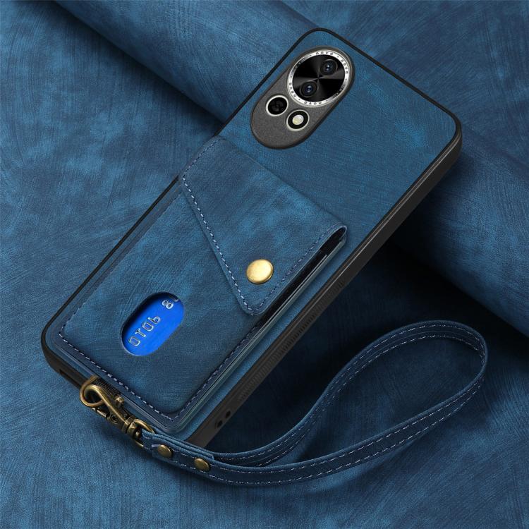 For Huawei nova 13 Retro Card Wallet Fold Leather Phone Case with Strap