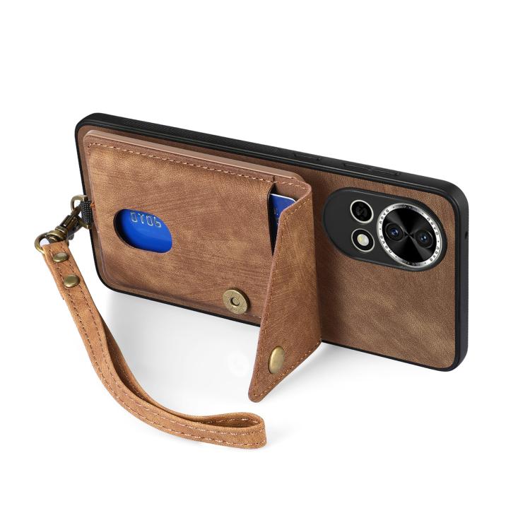 For Huawei nova 13 Retro Card Wallet Fold Leather Phone Case with Strap
