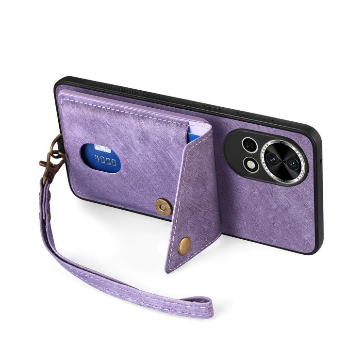 For Huawei nova 13 Retro Card Wallet Fold Leather Phone Case with Strap