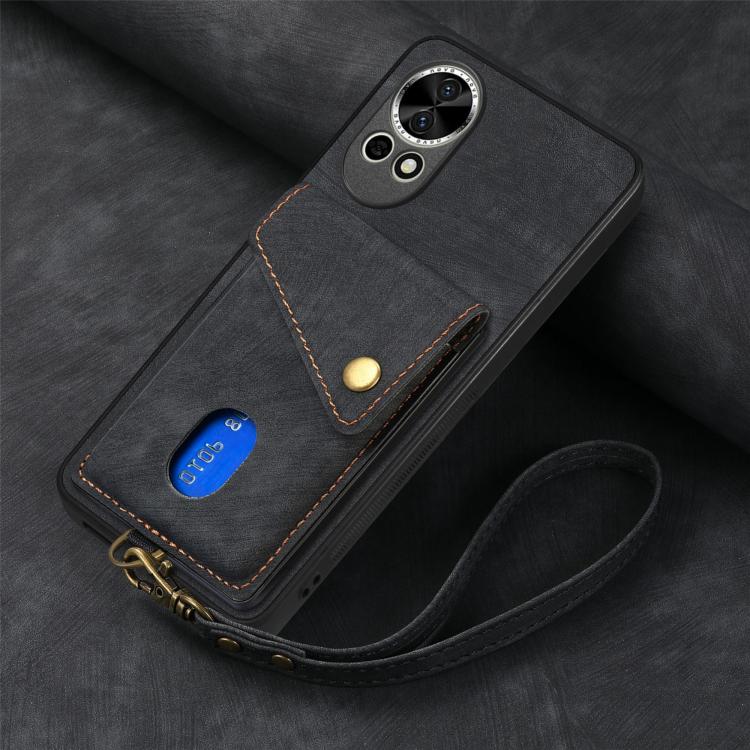For Huawei nova 13 Pro Retro Card Wallet Fold Leather Phone Case with Strap