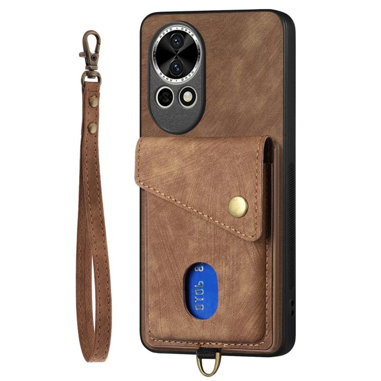 For Huawei nova 13 Pro Retro Card Wallet Fold Leather Phone Case with Strap