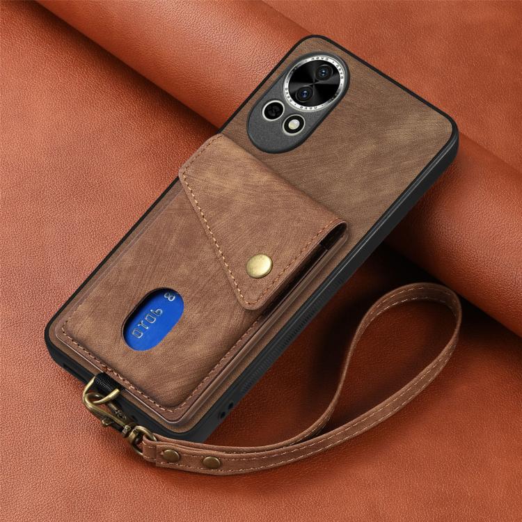 For Huawei nova 13 Pro Retro Card Wallet Fold Leather Phone Case with Strap