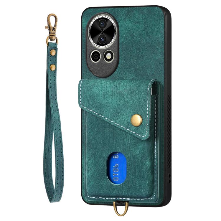 For Huawei nova 13 Pro Retro Card Wallet Fold Leather Phone Case with Strap