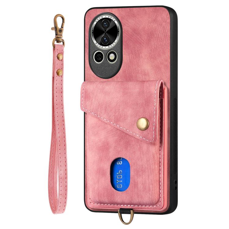 For Huawei nova 13 Pro Retro Card Wallet Fold Leather Phone Case with Strap