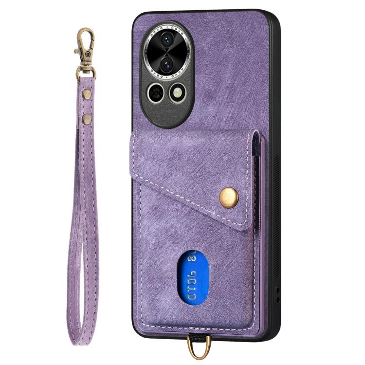For Huawei nova 13 Pro Retro Card Wallet Fold Leather Phone Case with Strap