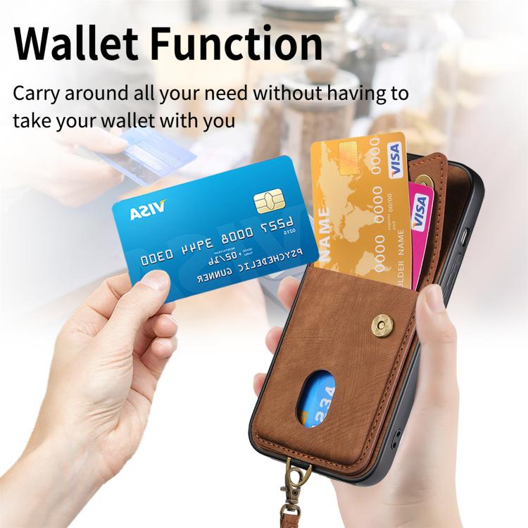 For Huawei nova 14 Retro Card Wallet Fold Leather Phone Case with Strap