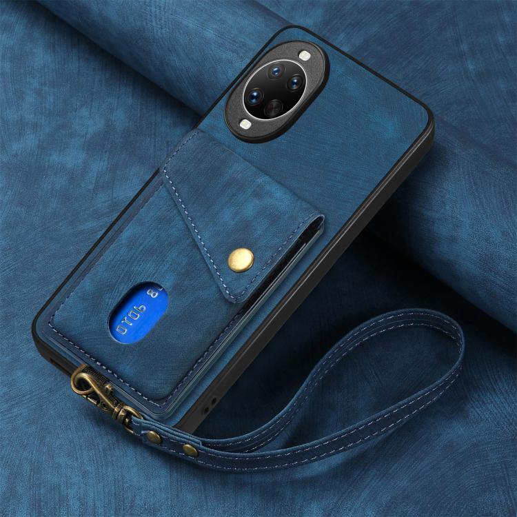 For Huawei nova 14 Pro Retro Card Wallet Fold Leather Phone Case with Strap