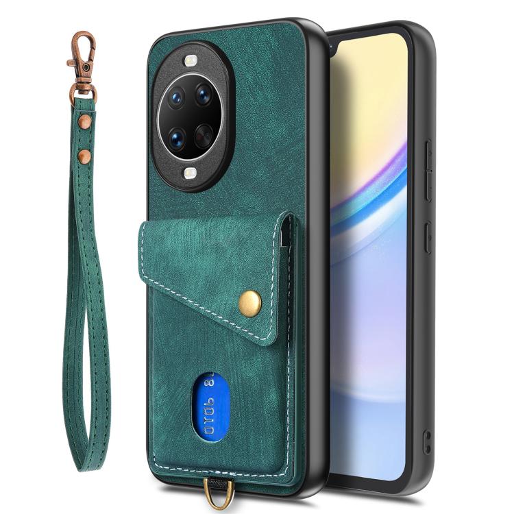 For Huawei nova 14 Pro Retro Card Wallet Fold Leather Phone Case with Strap