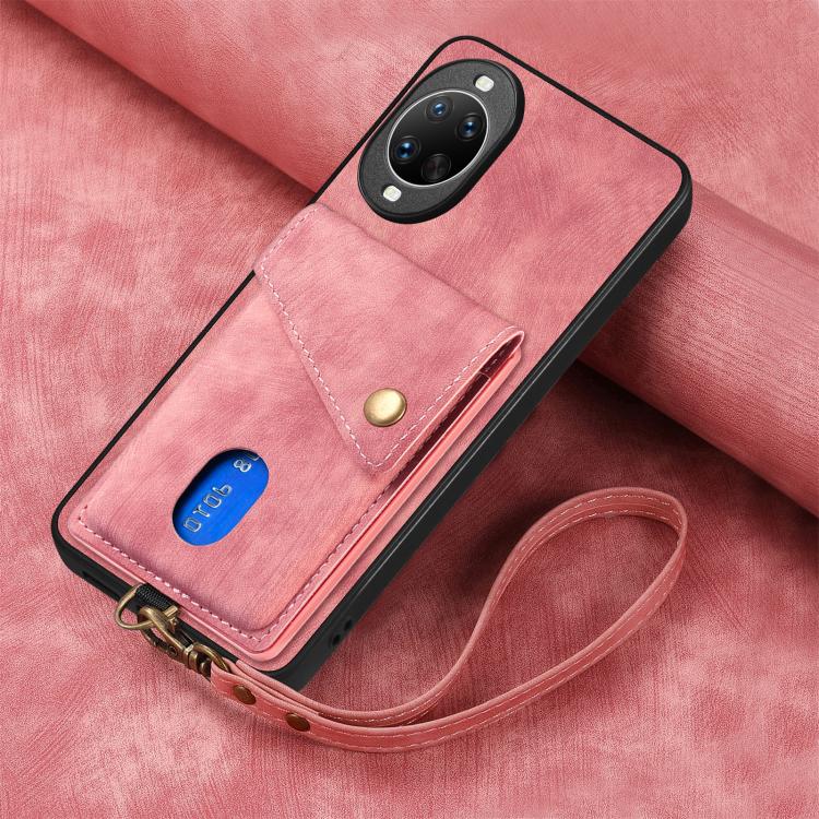 For Huawei nova 14 Pro Retro Card Wallet Fold Leather Phone Case with Strap