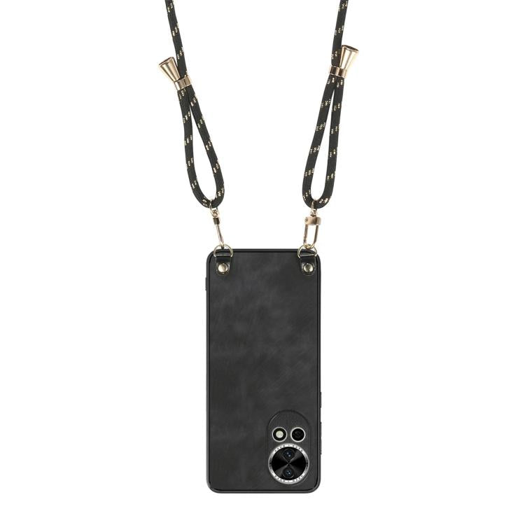For Huawei nova 9 SE Vintage Leather PC Back Cover Phone Case with Crossbody Strap