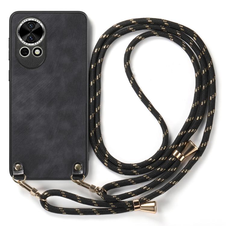 For Huawei nova 9 Vintage Leather PC Back Cover Phone Case with Crossbody Strap