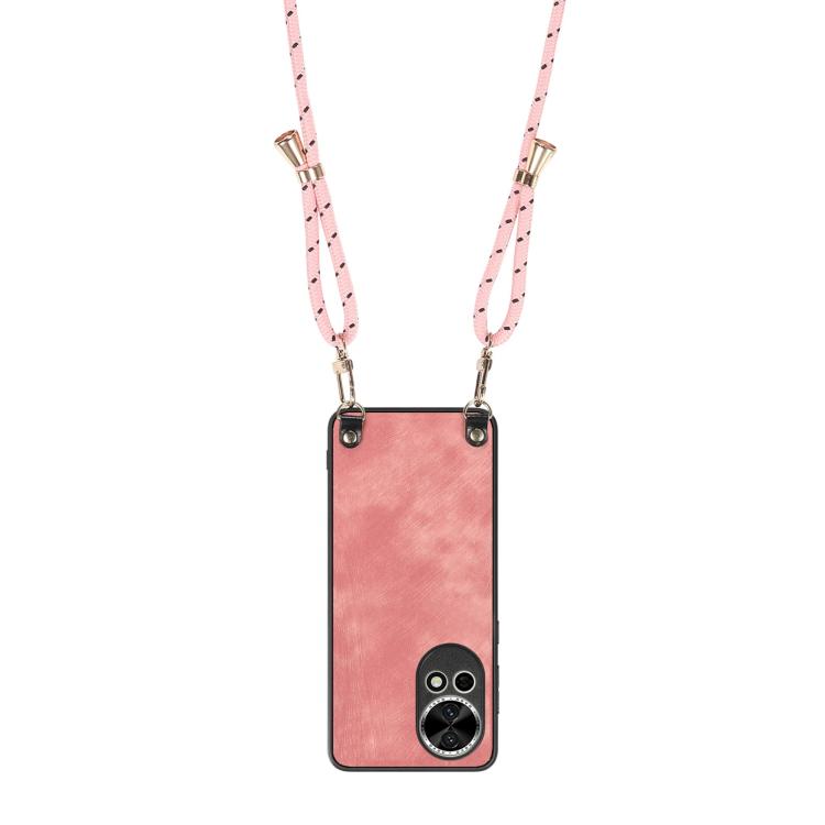 For Huawei P60 Vintage Leather PC Back Cover Phone Case with Crossbody Strap