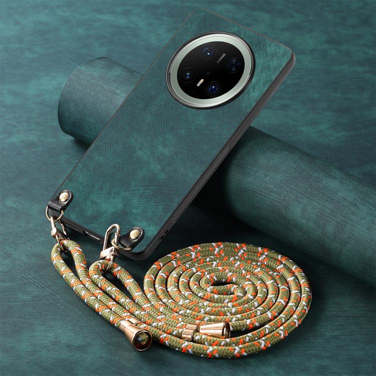 For Huawei Mate 70 Vintage Leather PC Back Cover Phone Case with Crossbody Strap