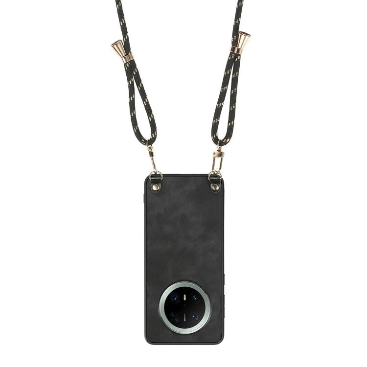 For Huawei Mate 70 Vintage Leather PC Back Cover Phone Case with Crossbody Strap
