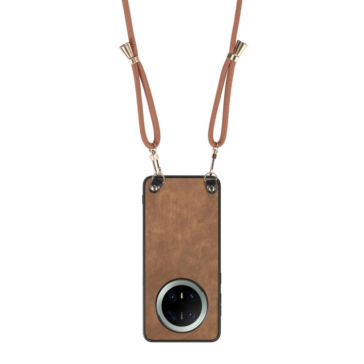 For Huawei Mate 70 Vintage Leather PC Back Cover Phone Case with Crossbody Strap