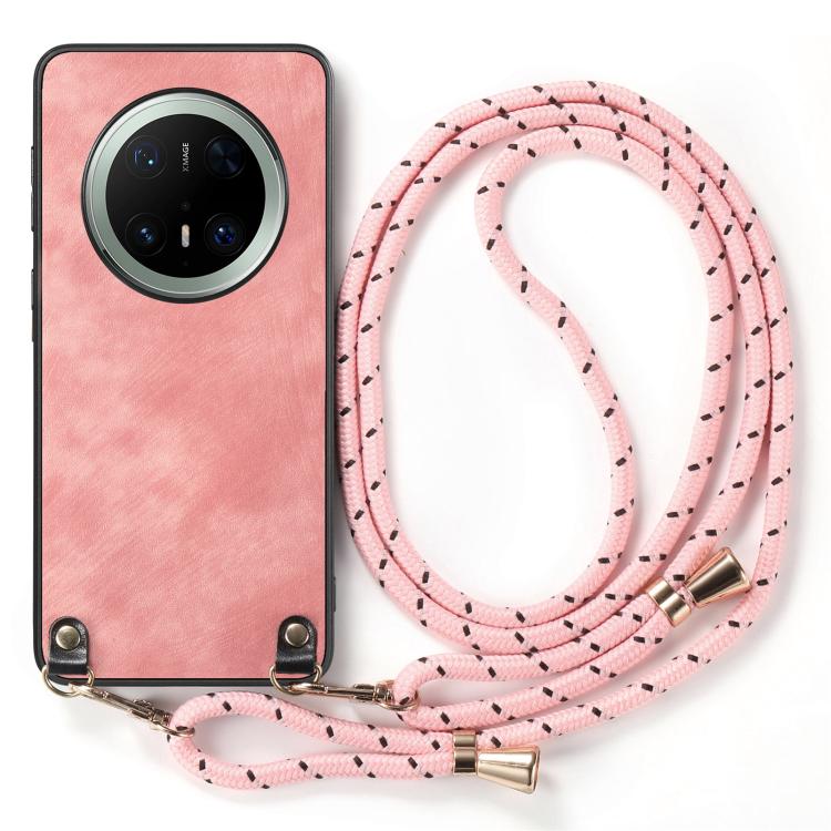 For Huawei Mate 70 Vintage Leather PC Back Cover Phone Case with Crossbody Strap