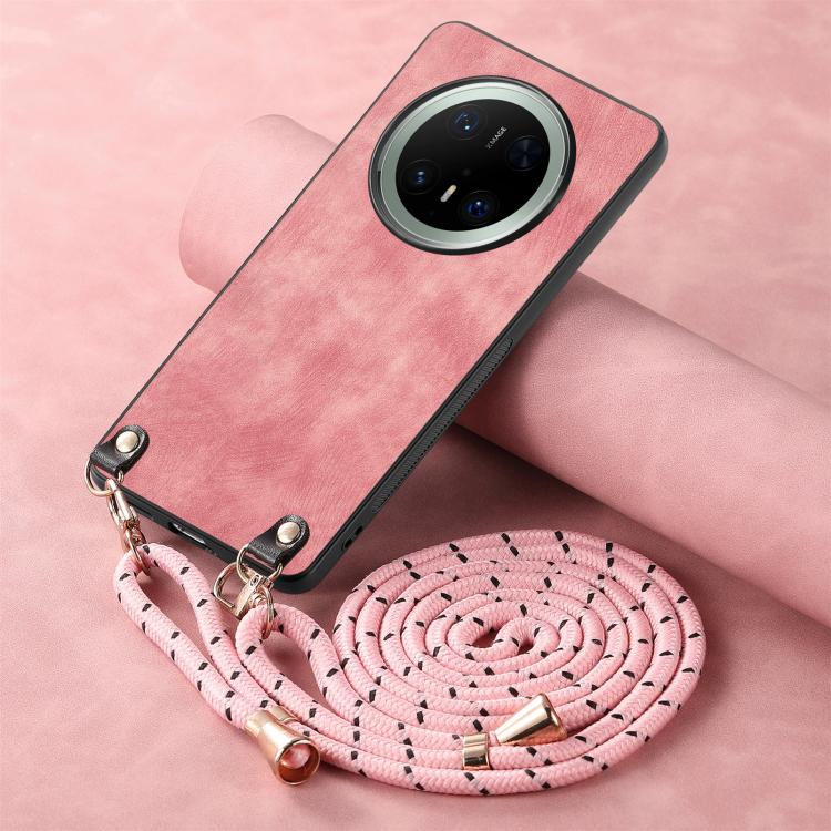 For Huawei Mate 70 Vintage Leather PC Back Cover Phone Case with Crossbody Strap