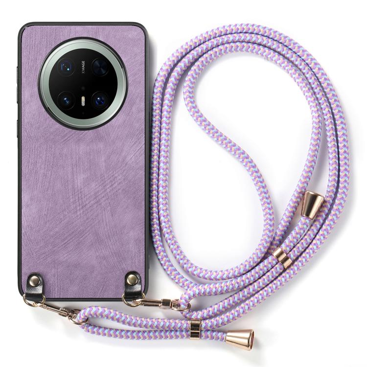 For Huawei Mate 70 Vintage Leather PC Back Cover Phone Case with Crossbody Strap