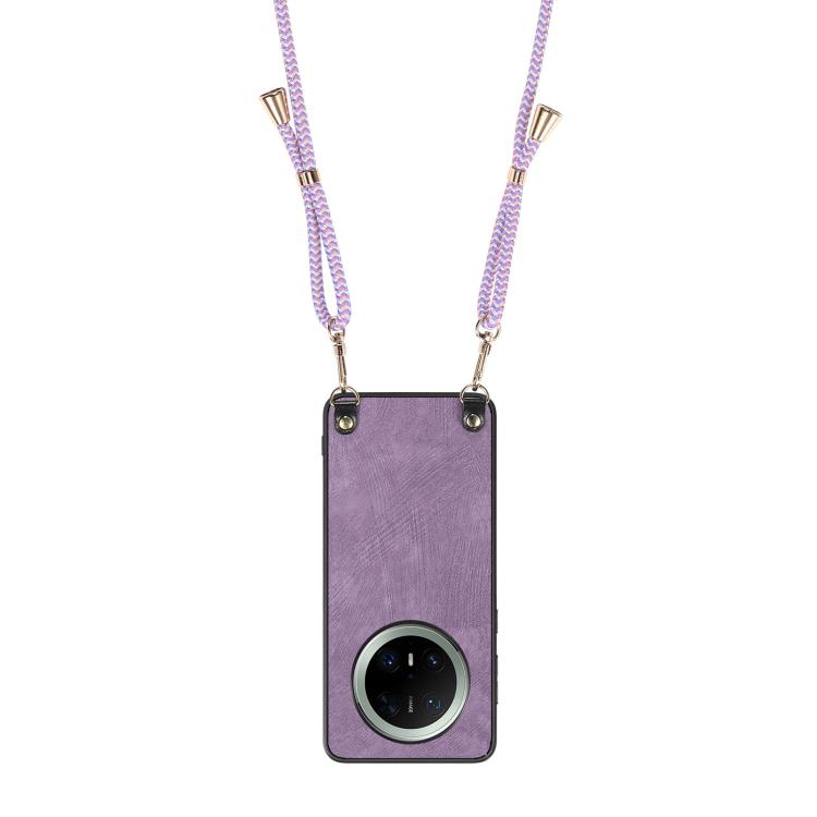 For Huawei Mate 70 Vintage Leather PC Back Cover Phone Case with Crossbody Strap