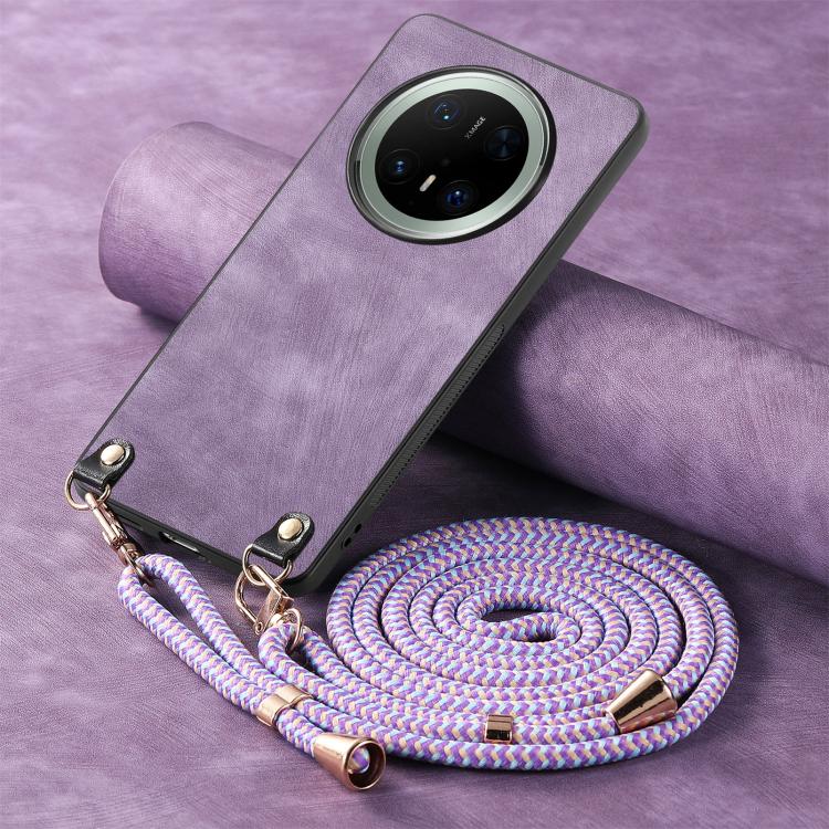 For Huawei Mate 70 Vintage Leather PC Back Cover Phone Case with Crossbody Strap