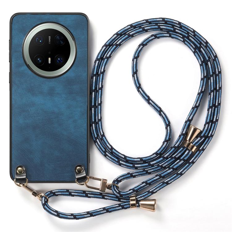 For Huawei Mate 70 Pro+ Vintage Leather PC Back Cover Phone Case with Crossbody Strap