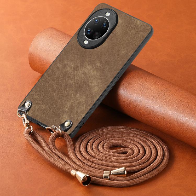 For Huawei nova 14 Vintage Leather PC Back Cover Phone Case with Crossbody Strap