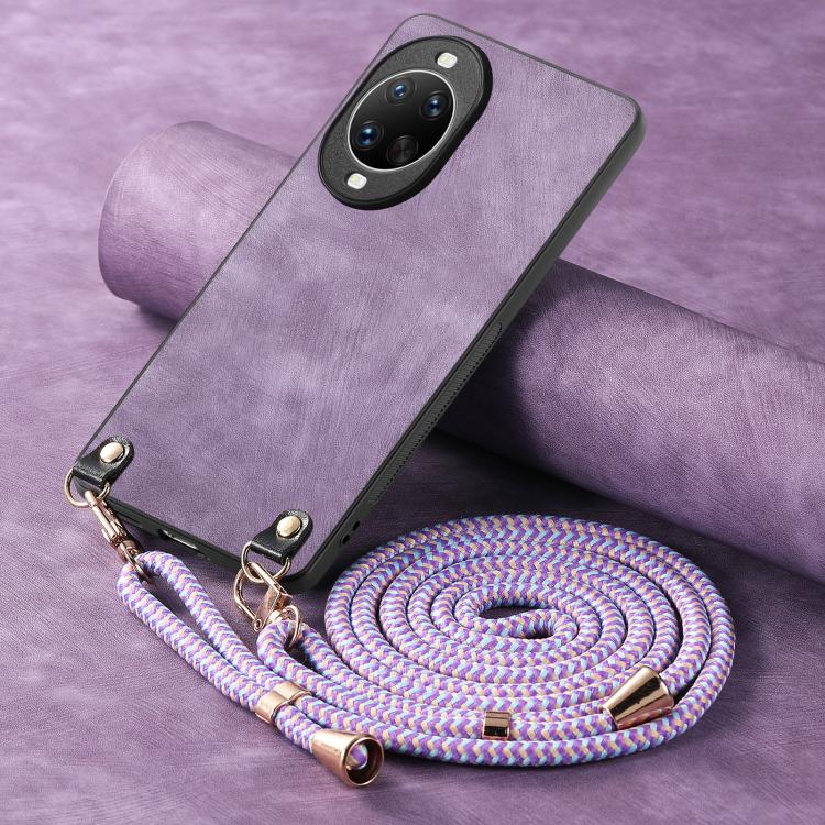 For Huawei nova 14 Pro Vintage Leather PC Back Cover Phone Case with Crossbody Strap