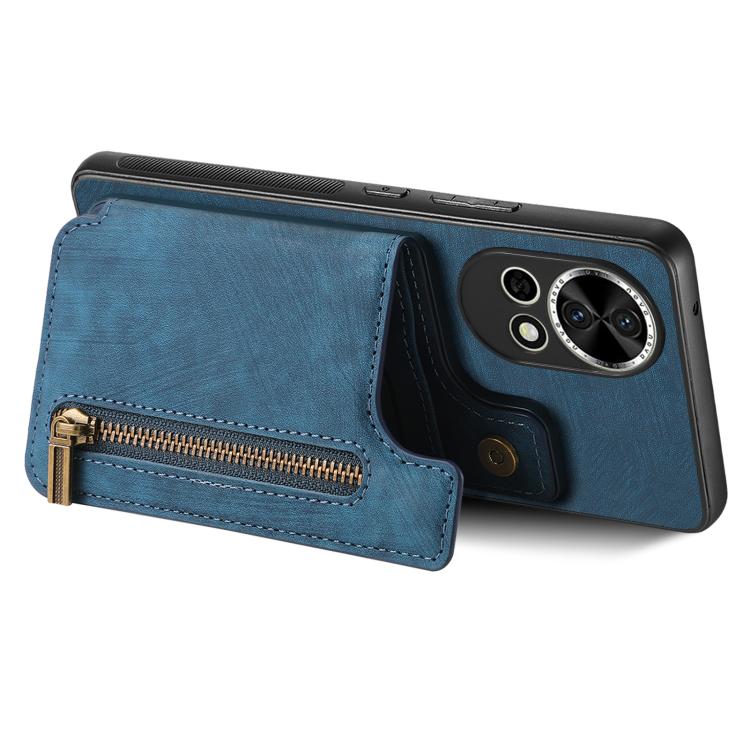 For Huawei nova 12 Retro Leather Zipper Wallet Back Phone Case