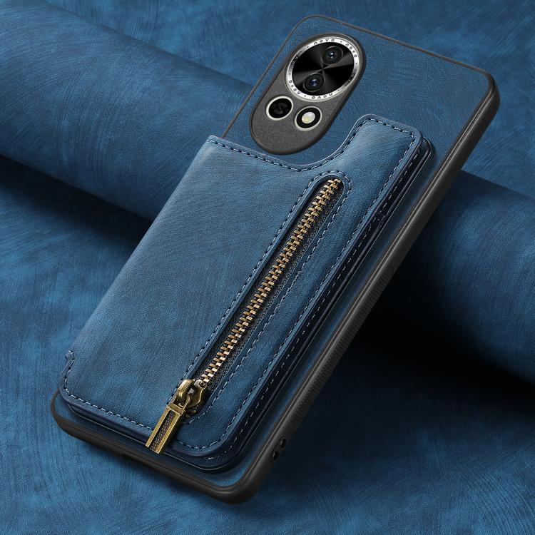 For Huawei P60 Pro Retro Leather Zipper Wallet Back Phone Case