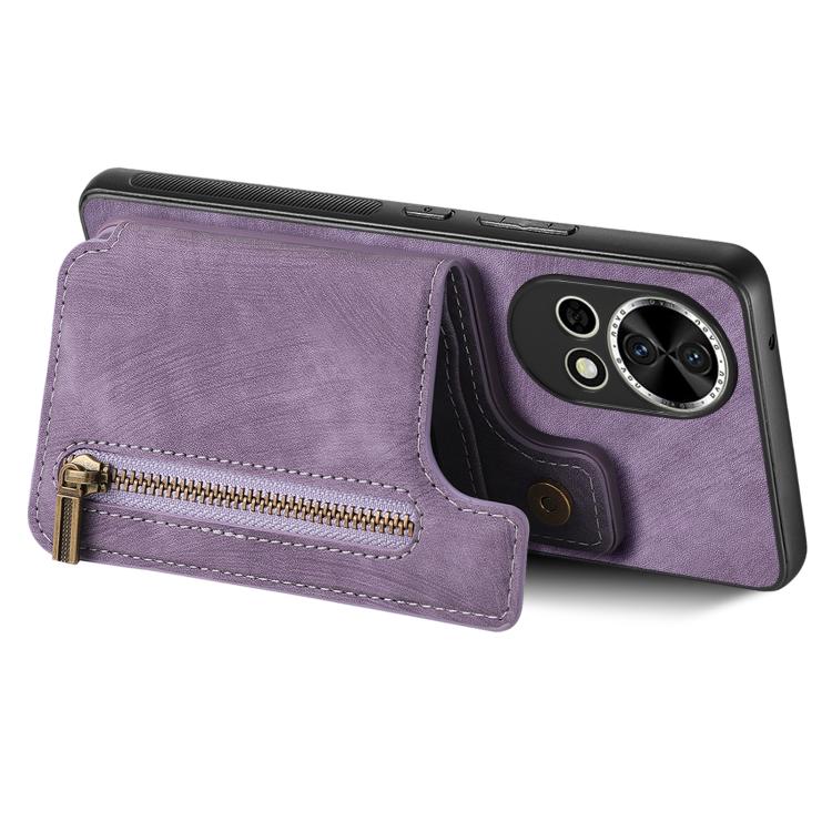 For Huawei nova 9 SE Retro Leather Zipper Wallet Back Phone Case