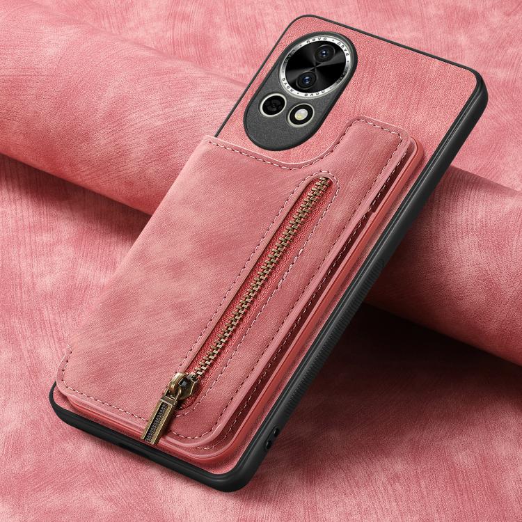 For Huawei nova 9 Retro Leather Zipper Wallet Back Phone Case