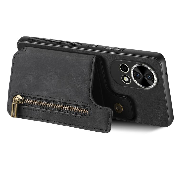 For Huawei Nova 8 Retro Leather Zipper Wallet Back Phone Case
