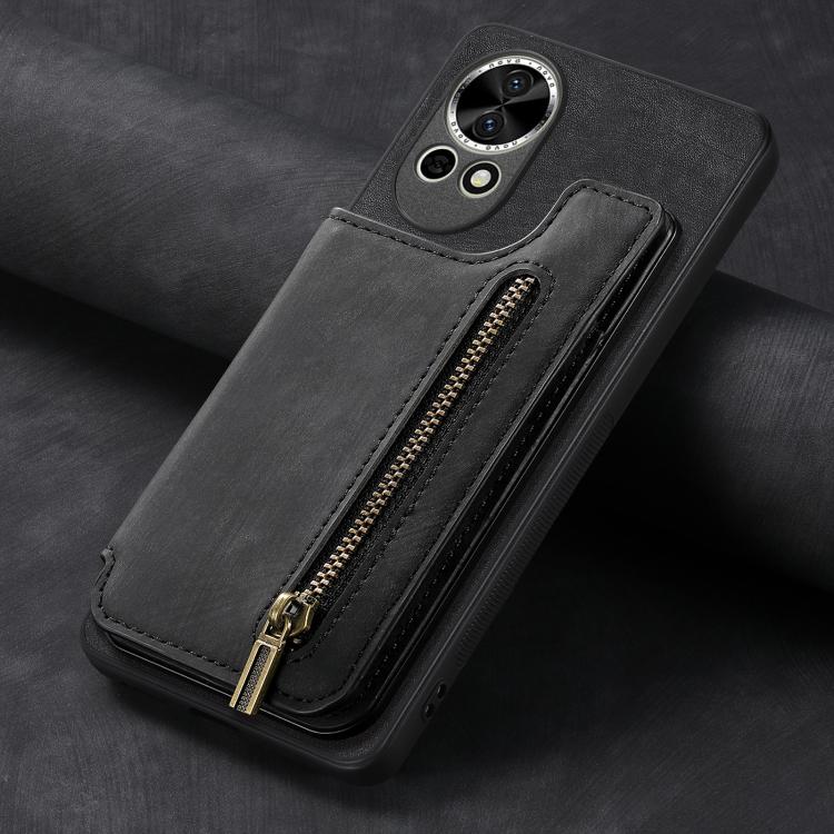 For Huawei P50 Pro Retro Leather Zipper Wallet Back Phone Case