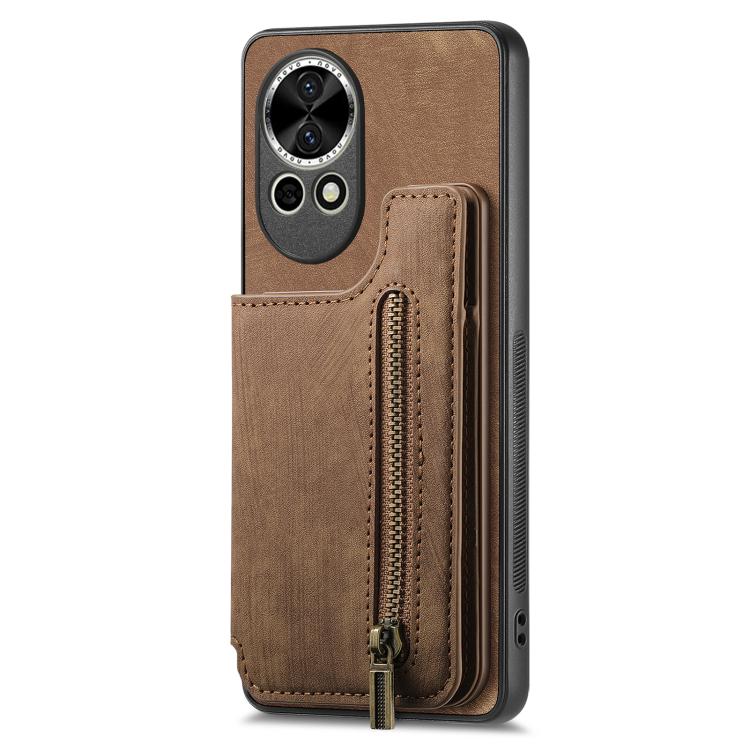 For Huawei P50 Pro Retro Leather Zipper Wallet Back Phone Case