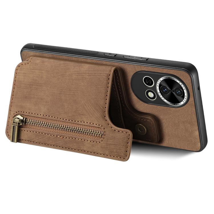 For Huawei P50 Pro Retro Leather Zipper Wallet Back Phone Case