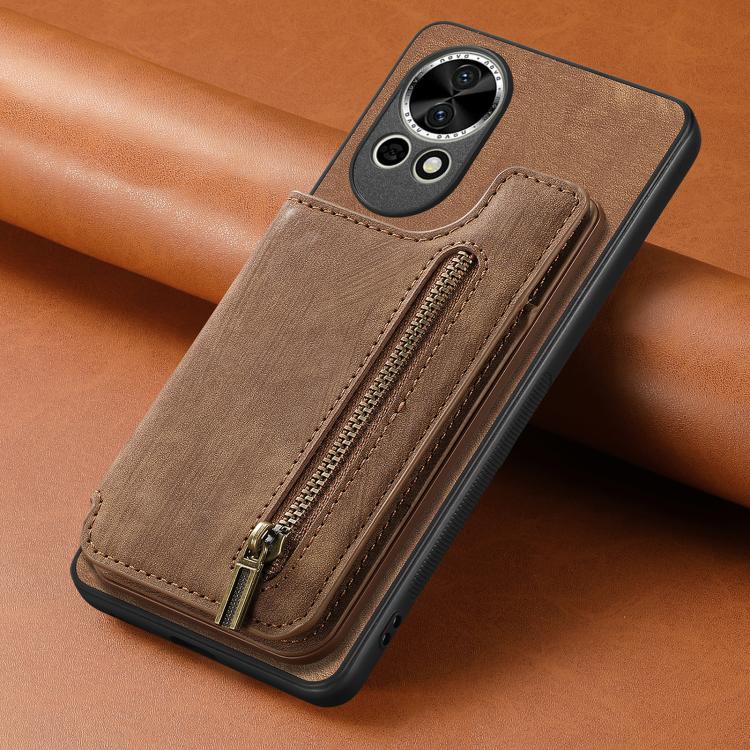 For Huawei P50 Pro Retro Leather Zipper Wallet Back Phone Case