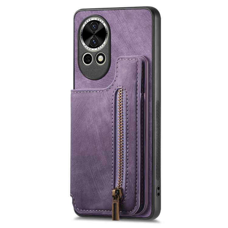For Huawei P50 Pro Retro Leather Zipper Wallet Back Phone Case