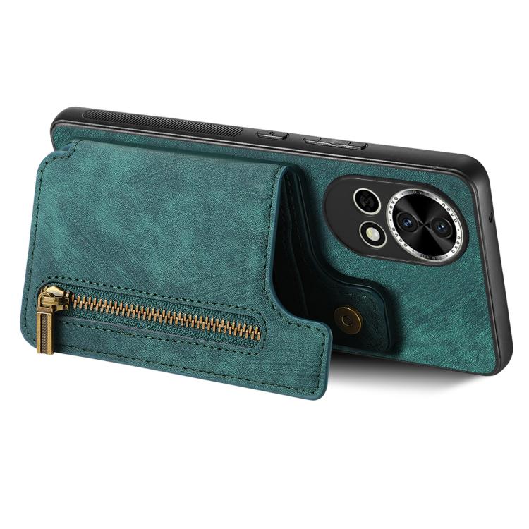For Huawei P50 Retro Leather Zipper Wallet Back Phone Case