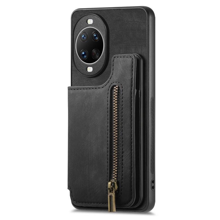 For Huawei nova 14 Retro Leather Zipper Wallet Back Phone Case