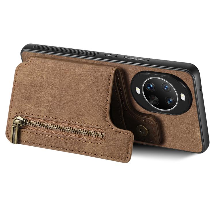 For Huawei nova 14 Retro Leather Zipper Wallet Back Phone Case